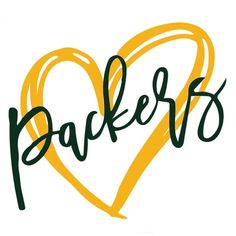 the words bakers written in green and yellow on a white background with a heart