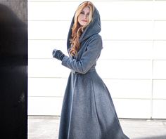 Winter Coat For Women, Hooded Wool Coat, Gray Coat, Belle Silhouette, Plus Size Winter, Classic Coat, Long Wool Coat, Coat For Women, Maxi Coat