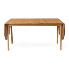 a wooden table with two curved legs