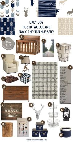 baby boy rustic woodland navy and tan nursery room decorating ideas from the country chic