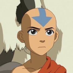 an avatar with blue arrows painted on it's forehead