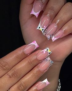 Hello kitty sets never fail to eat ☺️🤌🏽 #hellokitty #frenchies #blingnails #hellokittynails #inspo #nailart #nailinspo #freestyle #houston #houstontexas #houstonnailtech Frenchies Acrylic Nails, Frenchies Nails, Girly Acrylic, Braided Hairstyles For Black Women Cornrows, Girly Acrylic Nails, Hello Kitty Nails, 16 Birthday, Long Acrylic, Braided Hairstyles For Black Women