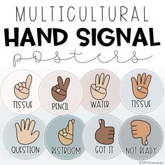 an image of hand signals with the words'multi cultural hand signal'in different languages