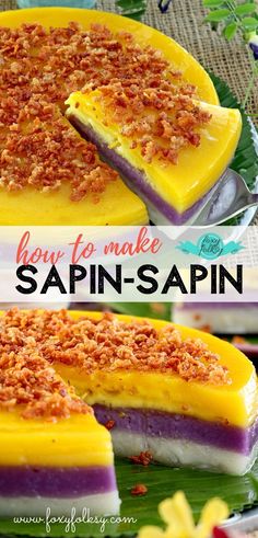 this is an image of how to make sapin - sapin with cake mix