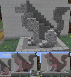 This was inspired by another wolf statue by DropSpark. Minecraft Wolf, Wolf Statue, Minecraft Building Guide, Minecraft Statues, Minecraft Decoration, Bangunan Minecraft, Minecraft Farm