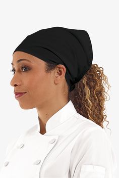 Hurray for versatility! Our Chef Elastic Band Bandana can be worn as a headband or bandana – or anything in between. A back elastic band ensures a comfortable fit. Look like the professional you are in Chef Uniform. Timeless styles in comfortable, durable fabrics stay looking neat wash after wash. • Wear as a bandana or headband • Comfortable back-elastic band • One size fits most • Lightweight • Durable • Fade resistant • Easy care • 65% polyester/35% cotton • Machine wash cool • Tumble dry low Stretch Black Headband, Black Cotton Sweatband Headband, Black Sweatband Headband, One Size Fits Most, Black Headscarf In Headband Shape, One Size Black Bandana Headband, Black Headwrap One Size Fits Most, Black One-size-fits-most Headwrap Headband, Black Headwrap Headband, Chef Bandana