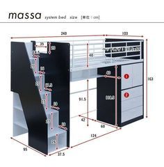 bunk bed with stairs and storage space