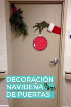 a door decorated with christmas decorations and handprints