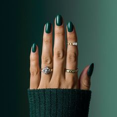 Chic dark nail design ideas with a touch of red and teal nails Teal Nails