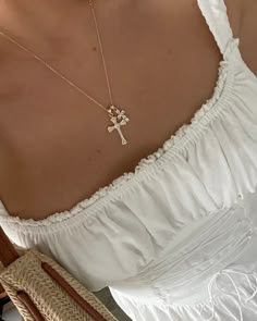 Handmade necklace. 925 Sterling Silver adjustable chain with two cross charms. Length: Adjustable, from 14" to 18" Proudly produced in the USA. The Cross Necklace, Christian Necklace Aesthetic, Cross Necklace Aesthetic, Chunky Cross Necklace, Double Cross Necklace, Necklaces Cross, Cross Chain Necklace, Pearl Cross Necklace, Alaska Young