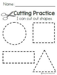 cut out shapes worksheet with scissors and lines to make it easier for children to learn