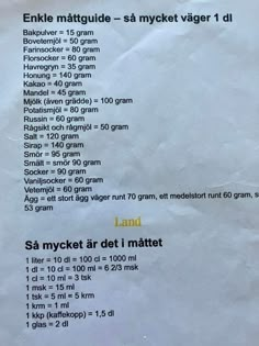 a menu with instructions for different types of food