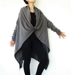 NO.61 Mottled Grey Cotton-Blend Jersey Versatility Cardigan Bluish Gray, Kinds Of Clothes, Grey Cotton, Long Sleeve Cardigan, Winter Scarf, Cardigans For Women, Cardigan Sweater, Women Long Sleeve, White Jeans