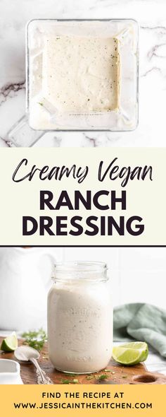 creamy vegan ranch dressing in a glass jar