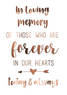 a quote that says in loving memory of those who are forever in our hearts today and always