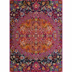 Houser oriental medallion colorful area rug cheers your living room with its extra ordinary full of color and traditional mood Bungalow Rose Rug Size: Rectangle 6'7" x 9' | Purple / Pink Rectangle 6'7" x 9' Area Rug - Bungalow Rose Houser Moroccan Style Area Rug 108.0 x 79.0 x 0.38 in Polypropylene | Wayfair Pink Rectangle, Colorful Moroccan Rugs, Rose Rug, Colorful Area Rug, Orange Area Rug, Moroccan Style, Bungalow Rose, Throw Rugs, Boho Rug