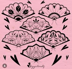 an image of japanese designs on pink paper