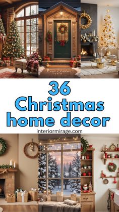 christmas home decor with the words, 38 christmas home decor in blue and green colors