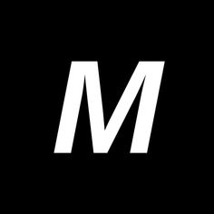 the letter m is made up of white letters on a black background, and it appears to be in two different font styles