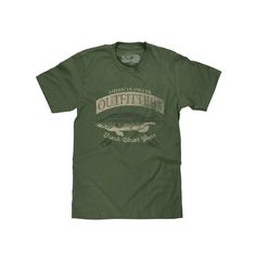 a green t - shirt with an image of a fish and the words outfish on it