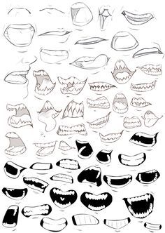 an image of different mouths drawn in black and white