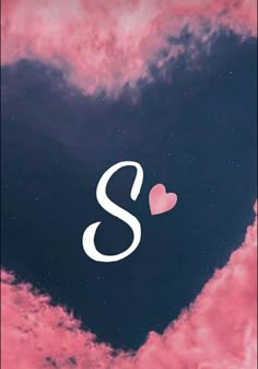 the letter s is in the shape of a heart on a pink and black background