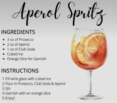 Aperol Spritz Recipe, Bartender Drinks Recipes, Spritz Recipe, Happy Hour Drinks, Mixed Drinks Recipes, Cocktail Recipes Easy, Cocktail Drinks Recipes, Vegan Appetizers, Drinks Alcohol