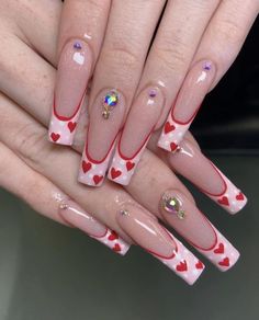 Pink Nails Valentine Nails Valentine, Coffin Nails Long