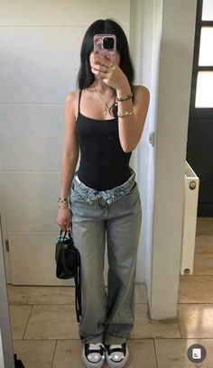 fit idea Cutesy Outfit, Cute Swag Outfits, Cute Everyday Outfits, Swag Outfits, Jean Outfits, Fall Winter Outfits, Daily Outfits, Cute Casual Outfits