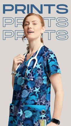 Styles featured: 
 • Butter-Soft Originals Beach Day Navy Women's 7-Pocket Curved V-Neck Printed Scrub Top (STYLE # BSN1638BDNV)
 • Butter-Soft Originals Rio Stripe Women's 2-Pocket Scallop Neck Printed Scrub Top (STYLE # TS1197RSBL)
 • koi Lite Peony Pink/Royal Blue/Navy Ombre Women's 2-Pocket STRETCH V-Neck Print Scrub Top (STYLE # K370PPRN) Peony Pink, Women's Uniforms, Nurses Week, Blowout Sale, Medical Scrubs