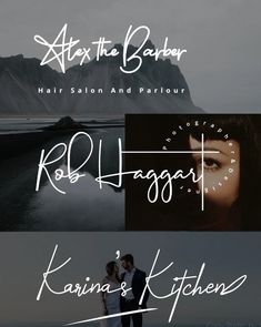 three different type of font that appear to be used for wedding and other event themes