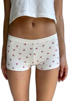 Trendy White Pajama Shorts For Loungewear, Trendy Summer Boxer Briefs, Trendy White Cotton Pajama Shorts, Trendy White Seamless Bottoms, White Cotton Boxer Briefs, Seamless Cotton Pajama Shorts For Summer, Seamless Fitted Boxer Briefs For Summer, Cute White Brief Bottoms, Summer Loungewear Boxer Briefs