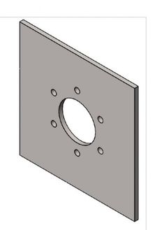 an image of a metal plate with holes in the middle and one hole on the side