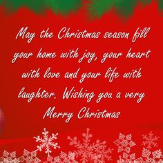 merry christmas card with snowflakes and bauble on red background for the holiday season