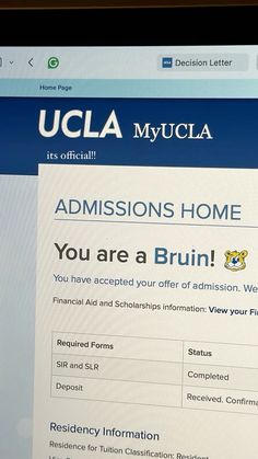 a computer screen with the u c l a myucla application on it