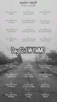 a road with the words day 12 lyvm d on it and an image of