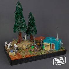 a lego star wars scene is shown with trees