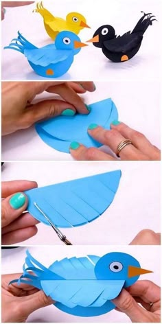 paper bird craft for kids to make with scissors and glue on the wings, then cut out