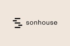 the word sonhouse is written in black on a white background with an arrow pointing to it