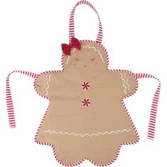 an apron shaped like a ginger with a bow on it