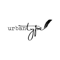 the word urban type written in cursive writing with a feather on top of it