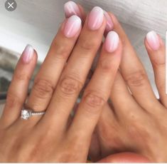 Short Oval Summer Nails 2023, White And Pink Dip Nails, And Nail Ideas, Natural Shaped Nails, Natural Ombré Nails, Natural Length Nails, Natural Painted Nails, Ombré Nails Pink, Nail Shape Ideas