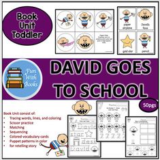 david goes to school book unit for toddlers with pictures and words on the cover