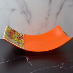 Orange Rectangular Square Fused Glass Platter by Tom Philabaum at It's A Blast! Glass Gallery Fused Glass Plates Bowls, Fused Glass Artist, Fused Glass Dishes, Fused Glass Bowl, Fused Glass Plates, Fused Glass Artwork, Glass Fusion, Glass Fusing, Glass Artwork