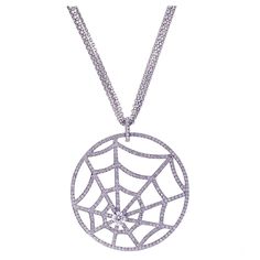 A white gold spider web captures diamonds in Chaumet's Catch Me If You Love Me necklace. With over 1.50 carats of diamonds this necklace is bound to capture your attention. Necklace 20 inches, adjustable in three positions. Web; 1 13/16 in diameter. Spider Necklace, Jewelry Instagram, Elsa Peretti, Drop Necklace, Spider Web, My Jewelry, Black Diamond, Love Me, My Jewellery