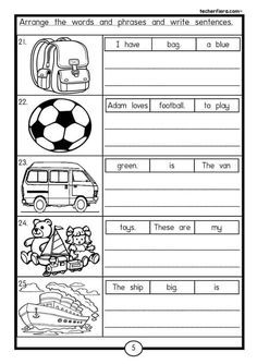 worksheet for reading the words and phrases with pictures on it, including an image of