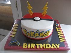 a pokemon birthday cake on a table