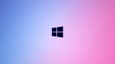 the windows logo is shown on a pink and blue background, with only one window visible