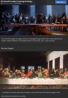 two screenshots of the last supper