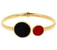 Add elegant, artistic style to your wrist with this gemstone cuff bracelet. From Veronese Collection® Jewelry. Gemstone Cuff Bracelet, Artistic Style, Black Onyx, Cuff Bracelet, Onyx, Jewelry Bracelets, 18k Gold, Gold Plate, Yellow Gold